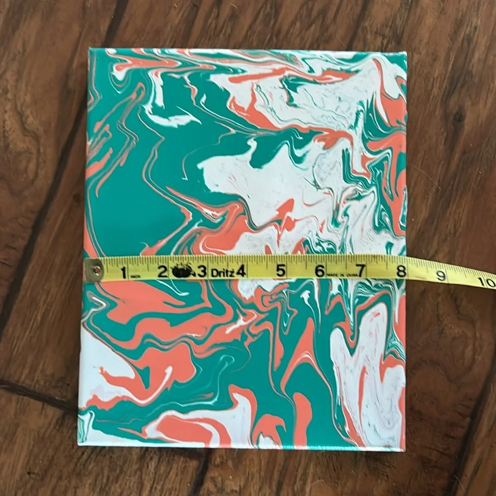 Green and Orange Canvas Art NEW handmade acrylic pour made by me